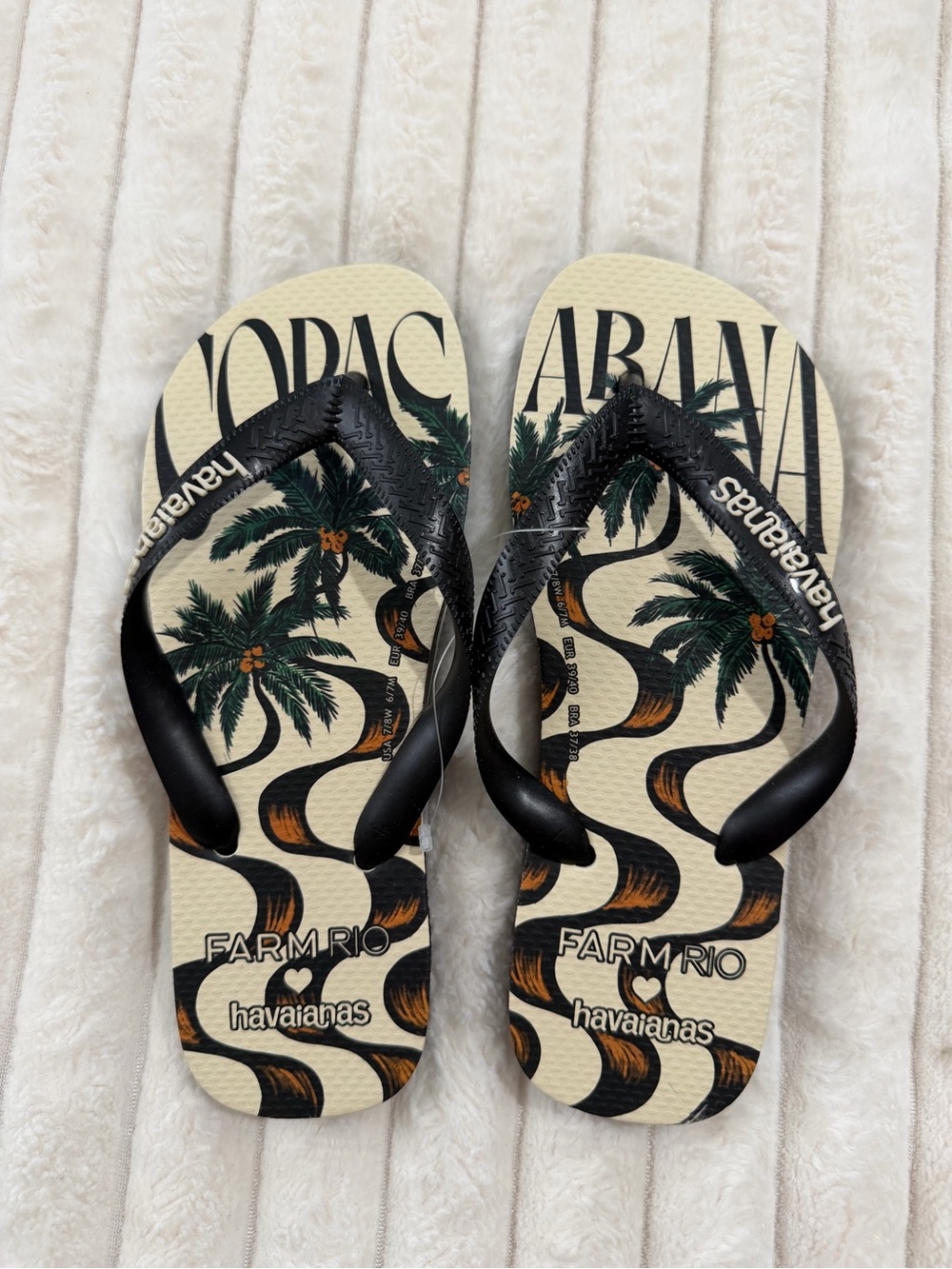 Havaianas Farm Rio Copacabana Graphic Flip Flops - Cream & Black new collection